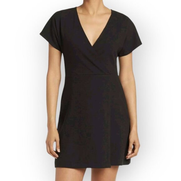 Madewell Black Faux Wrap Mini Dress M Medium NWOT - Picture 1 of 8